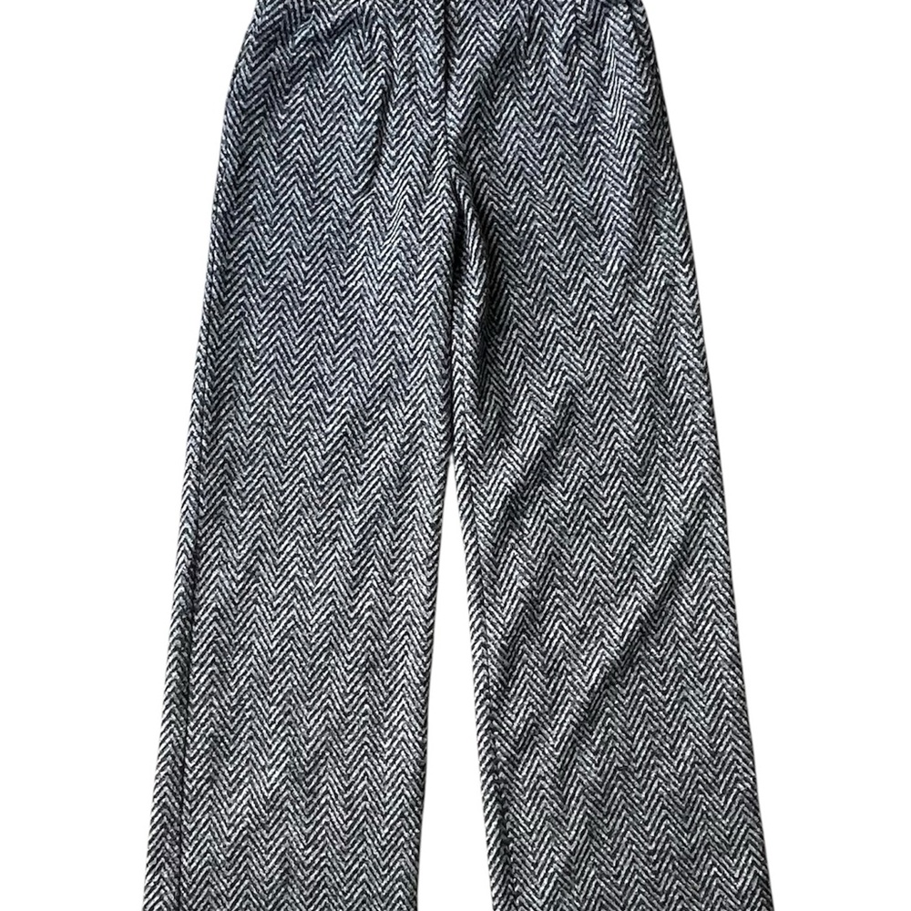 Women’s Herringbone Wool Blend Trouser Pants Express Black and White Size 2